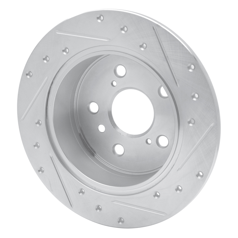 Lexus ES350 Brake Rotor (1) - Rear Left - R1 Concepts - Drilled & Slotted - Silver - `07-`12